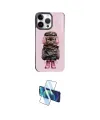 ieg™ iPhone 14 Pro Kılıf Siluet Modern Özel Seri - Siyah 3D Antistatik Cam Ekran Koruyucu