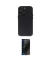 ieg™ iPhone 14 Pro Kılıf Ufuk Minimal Özel Seri - Siyah 3D Antistatik Hayalet Cam Ekran Koruyucu
