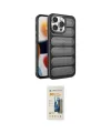 ieg™ iPhone 14 Pro Kılıf Yadigar Doku Özel Seri - Siyah 6D Mat Seramik Hayalet Nano Ekran Koruyucu