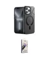 ieg™ iPhone 14 Pro Kılıf Yankı Çizgi - Siyah Bilvis 3D Mat Cam Ekran Koruyucu