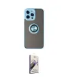 ieg™ iPhone 14 Pro Kılıf Yörünge Çizgi - Siyah Bilvis 3D Mat Cam Ekran Koruyucu