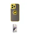 ieg™ iPhone 14 Pro Kılıf Yörünge Çizgi - Siyah Bilvis 3D Mat Cam Ekran Koruyucu