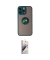 ieg™ iPhone 14 Pro Kılıf Yörünge Çizgi - Siyah Bilvis 3D Mat Cam Ekran Koruyucu