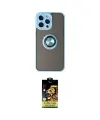 ieg™ iPhone 14 Pro Kılıf Yörünge Çizgi - Siyah Buffer Cam Ekran Koruyucu