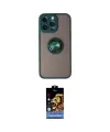ieg™ iPhone 14 Pro Kılıf Yörünge Çizgi - Siyah Buffer Hayalet Cam Ekran Koruyucu