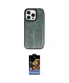 ieg™ iPhone 14 Pro Kılıf Zirve Yansıma Serisi - Siyah Buffer Hayalet Cam Ekran Koruyucu