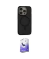 ieg™ iPhone 14 Pro Max Kılıf Ahenk Form Serisi - Siyah Bilvis 5in1 5D Magic Hayalet Cam Ekran Koruyucu