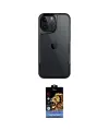 ieg™ iPhone 14 Pro Max Kılıf Akış Çizgi Koleksiyonu - Siyah Buffer Hayalet Cam Ekran Koruyucu