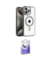 ieg™ iPhone 14 Pro Max Kılıf Eksen Form Koleksiyonu - Siyah Bilvis 5in1 5D Magic Hayalet Cam Ekran Koruyucu