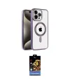 ieg™ iPhone 14 Pro Max Kılıf Eksen Form Koleksiyonu - Siyah Buffer Hayalet Cam Ekran Koruyucu