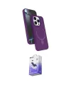 ieg™ iPhone 14 Pro Max Kılıf İz Işık Koleksiyonu - Siyah Bilvis 5in1 5D Magic Hayalet Cam Ekran Koruyucu