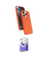 ieg™ iPhone 14 Pro Max Kılıf İz Işık Koleksiyonu - Siyah Bilvis 5in1 5D Magic Hayalet Cam Ekran Koruyucu