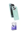 ieg™ iPhone 14 Pro Max Kılıf İz Işık Koleksiyonu - Siyah Bilvis 5in1 5D Magic Hayalet Cam Ekran Koruyucu