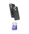 ieg™ iPhone 14 Pro Max Kılıf İz Işık Koleksiyonu - Siyah Bilvis 5in1 5D Magic Hayalet Cam Ekran Koruyucu