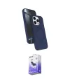 ieg™ iPhone 14 Pro Max Kılıf İz Işık Koleksiyonu - Siyah Bilvis 5in1 5D Magic Hayalet Cam Ekran Koruyucu