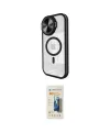ieg™ iPhone 14 Pro Max Kılıf Kıvılcım Modern Koleksiyonu - Siyah 6D Mat Seramik Hayalet Nano Ekran Koruyucu