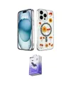 ieg™ iPhone 14 Pro Max Kılıf Kozmos Doku - Siyah Bilvis 5in1 5D Magic Hayalet Cam Ekran Koruyucu