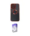 ieg™ iPhone 14 Pro Max Kılıf Pusula Form - Siyah Bilvis 5in1 3D Magic Cam Ekran Koruyucu