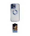 ieg™ iPhone 14 Pro Max Kılıf Pusula Form - Siyah Buffer Hayalet Cam Ekran Koruyucu