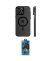 ieg™ iPhone 14 Pro Max Kılıf Pusula Minimal Koleksiyonu - Siyah 18D Cam Ekran Koruyucu