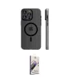 ieg™ iPhone 14 Pro Max Kılıf Pusula Minimal Koleksiyonu - Siyah Bilvis 3D Mat Cam Ekran Koruyucu