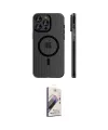 ieg™ iPhone 14 Pro Max Kılıf Pusula Minimal Koleksiyonu - Siyah Bilvis 3D Mat Cam Ekran Koruyucu