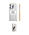 ieg™ iPhone 14 Pro Max Kılıf Pusula Minimal Koleksiyonu - Siyah Bilvis 3D Mat Cam Ekran Koruyucu