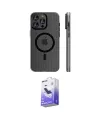 ieg™ iPhone 14 Pro Max Kılıf Pusula Minimal Koleksiyonu - Siyah Bilvis 5in1 5D Magic Hayalet Cam Ekran Koruyucu