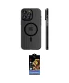 ieg™ iPhone 14 Pro Max Kılıf Pusula Minimal Koleksiyonu - Siyah Buffer Hayalet Cam Ekran Koruyucu