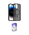 ieg™ iPhone 14 Pro Max Kılıf Siluet Minimal Prime - Siyah Bilvis 5in1 3D Magic Cam Ekran Koruyucu