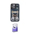 ieg™ iPhone 14 Pro Max Kılıf Siluet Modern Özel Seri - Siyah Bilvis 5in1 5D Magic Hayalet Cam Ekran Koruyucu