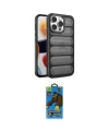 ieg™ iPhone 14 Pro Max Kılıf Yadigar Doku Özel Seri - Siyah 18D Cam Ekran Koruyucu