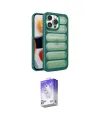 ieg™ iPhone 14 Pro Max Kılıf Yadigar Doku Özel Seri - Siyah Bilvis 5in1 3D Magic Cam Ekran Koruyucu