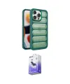 ieg™ iPhone 14 Pro Max Kılıf Yadigar Doku Özel Seri - Siyah Bilvis 5in1 5D Magic Hayalet Cam Ekran Koruyucu