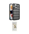 ieg™ iPhone 14 Pro Max Kılıf Yadigar Doku Özel Seri - Siyah Mat Seramik Nano Ekran Koruyucu