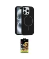 ieg™ iPhone 14 Pro Max Kılıf Yankı Form Serisi - Siyah Buffer Cam Ekran Koruyucu