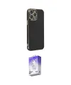 ieg™ iPhone 14 Pro Max Kılıf Yankı Serisi - Siyah Bilvis 5in1 3D Magic Cam Ekran Koruyucu