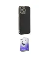 ieg™ iPhone 14 Pro Max Kılıf Yankı Serisi - Siyah Bilvis 5in1 5D Magic Hayalet Cam Ekran Koruyucu