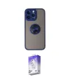 ieg™ iPhone 14 Pro Max Kılıf Yörünge Çizgi - Siyah Bilvis 5in1 3D Magic Cam Ekran Koruyucu