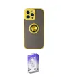 ieg™ iPhone 14 Pro Max Kılıf Yörünge Çizgi - Siyah Bilvis 5in1 3D Magic Cam Ekran Koruyucu