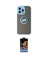 ieg™ iPhone 14 Pro Max Kılıf Yörünge Çizgi - Siyah Buffer Hayalet Cam Ekran Koruyucu