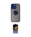 ieg™ iPhone 14 Pro Max Kılıf Yörünge Çizgi - Siyah Buffer Hayalet Cam Ekran Koruyucu
