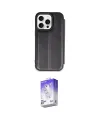 ieg™ iPhone 14 Pro Max Kılıf Zirve Yansıma Serisi - Siyah Bilvis 5in1 3D Magic Cam Ekran Koruyucu