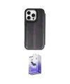 ieg™ iPhone 14 Pro Max Kılıf Zirve Yansıma Serisi - Siyah Bilvis 5in1 5D Magic Hayalet Cam Ekran Koruyucu