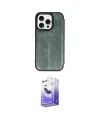 ieg™ iPhone 14 Pro Max Kılıf Zirve Yansıma Serisi - Siyah Bilvis 5in1 5D Magic Hayalet Cam Ekran Koruyucu