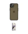 ieg™ iPhone 15 Kılıf Ahenk Çizgi Serisi - Siyah Bilvis 3D Mat Cam Ekran Koruyucu