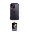 ieg™ iPhone 15 Kılıf Akış Çizgi Koleksiyonu - Siyah Buffer Hayalet Cam Ekran Koruyucu