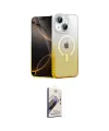 ieg™ iPhone 15 Kılıf Eksen Minimal Özel Seri - Siyah Bilvis 3D Mat Cam Ekran Koruyucu