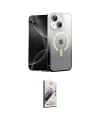 ieg™ iPhone 15 Kılıf Eksen Minimal Özel Seri - Siyah Bilvis 3D Mat Cam Ekran Koruyucu