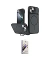 ieg™ iPhone 15 Kılıf İz Modern Prime - Siyah Bilvis 3D Mat Cam Ekran Koruyucu